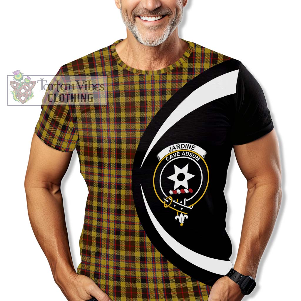 Jardine Tartan T-Shirt with Family Crest Circle Style - Tartan Vibes Clothing
