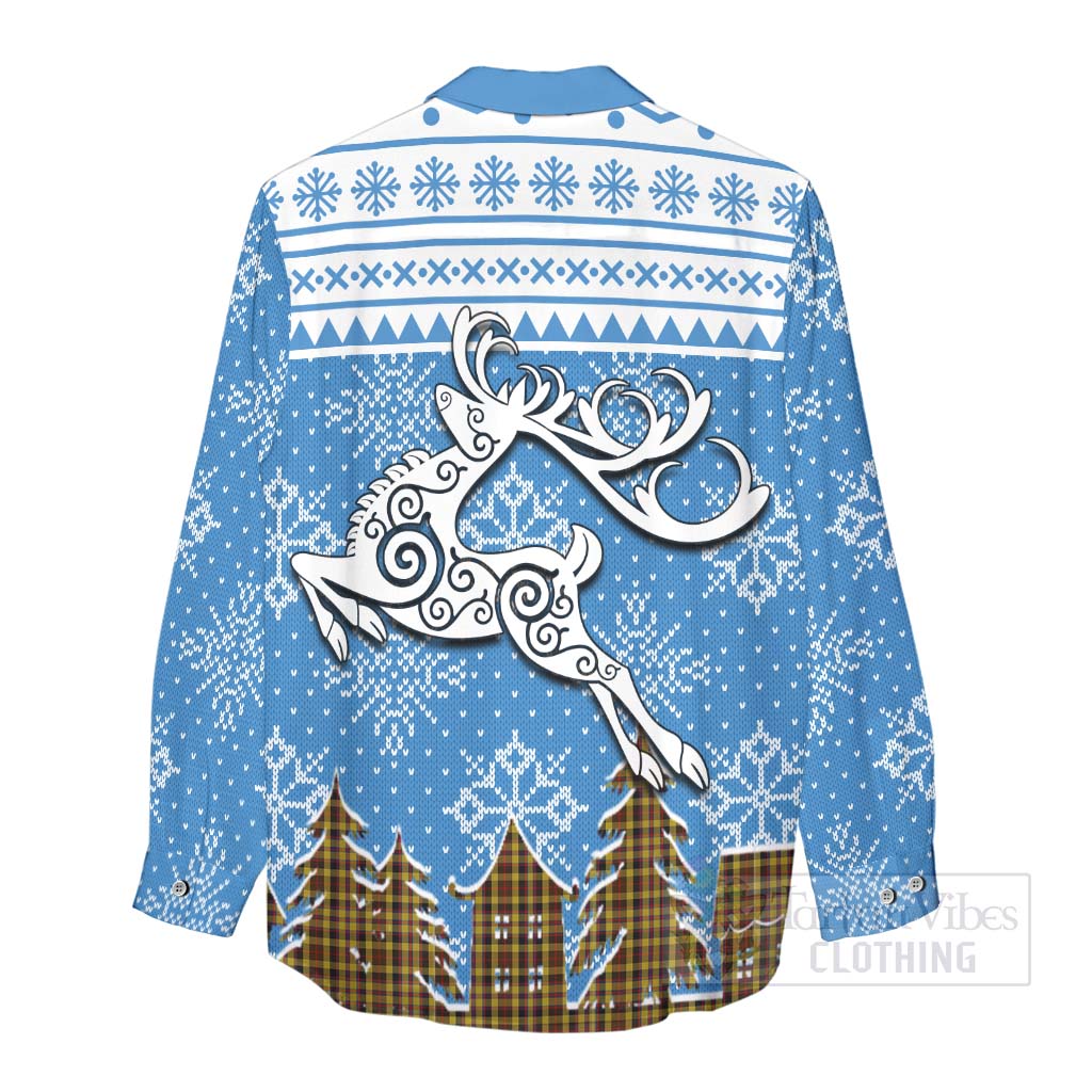 Jardine Clan Christmas Women's Casual Shirt Celtic Reindeer Style - Tartan Vibes Clothing