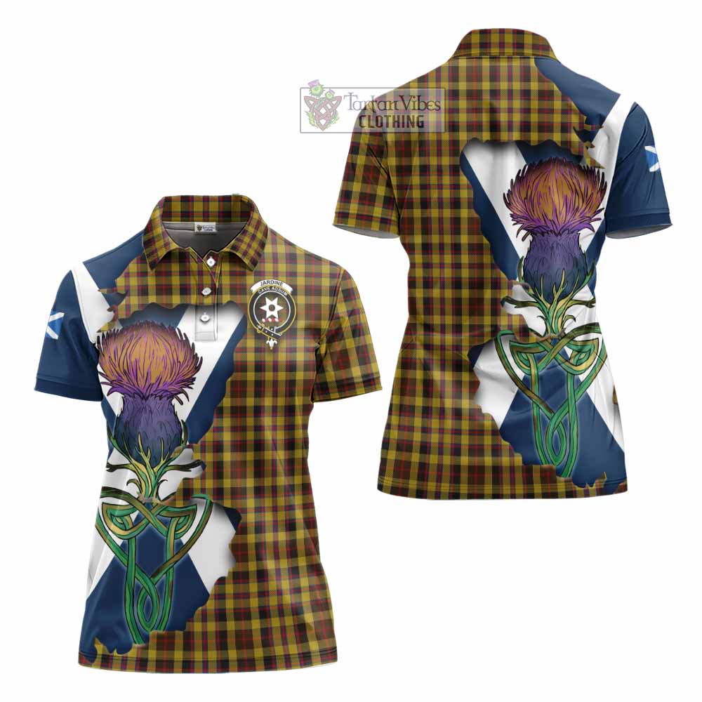 Jardine Tartan Family Crest Women's Polo Shirt Scottish Thistle Celtic Inspired - Tartan Vibes Clothing