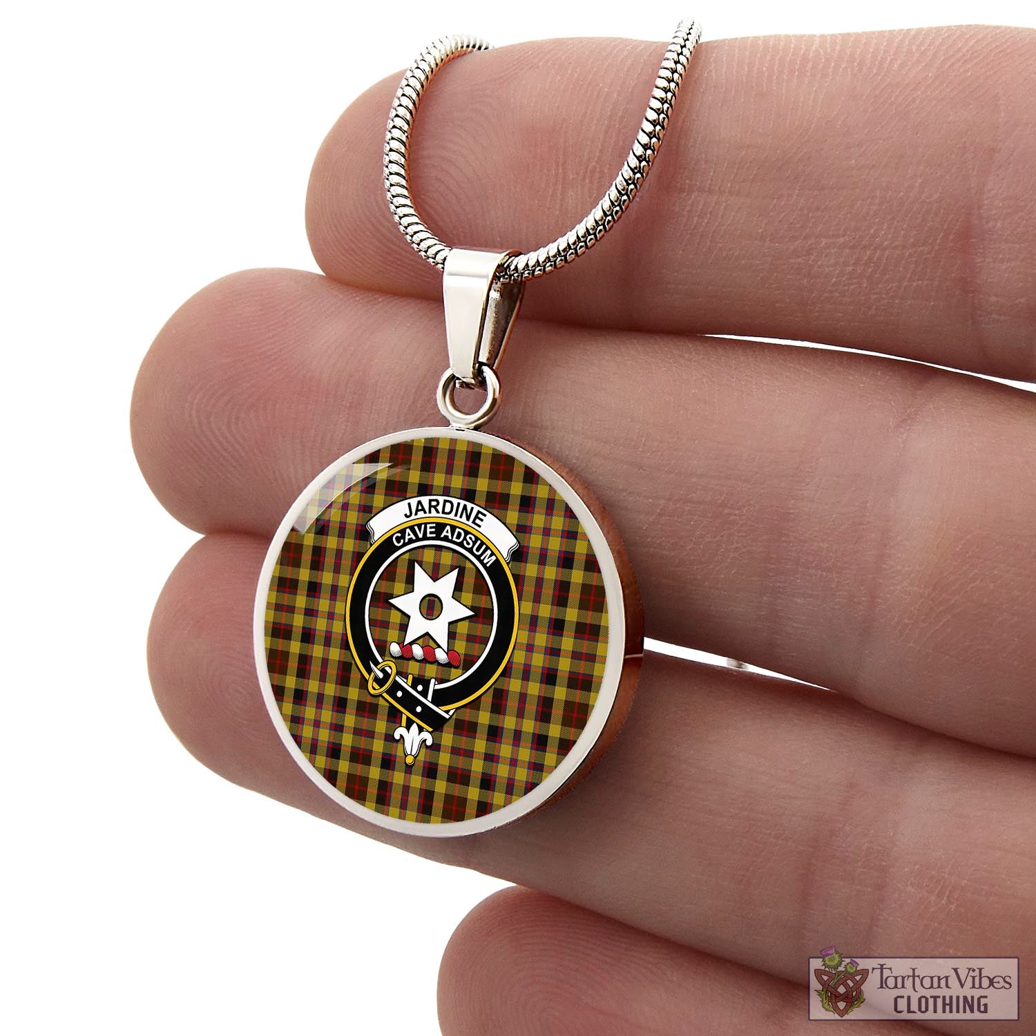 Jardine Tartan Circle Necklace with Family Crest - Tartan Vibes Clothing