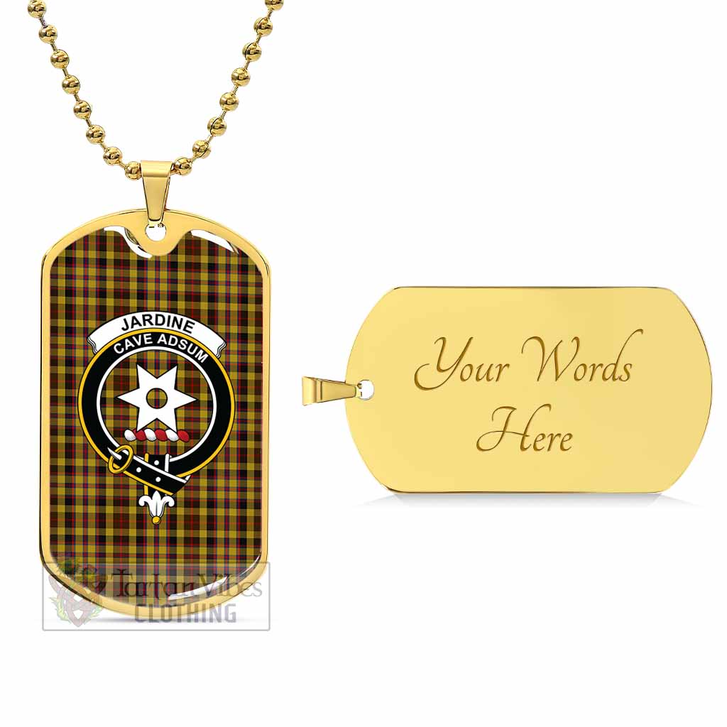 Jardine Tartan Dog Tag Necklace with Family Crest Gold Yes - Tartan Vibes Clothing