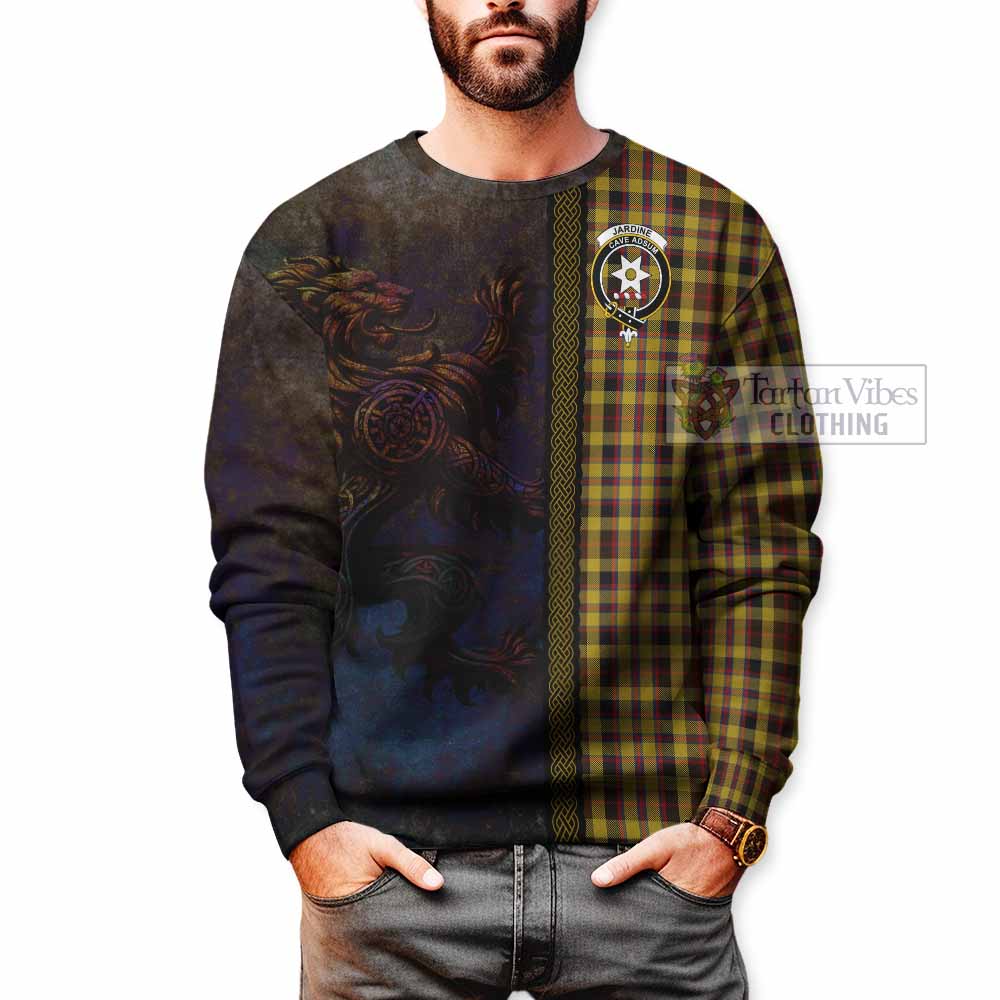 Tartan Vibes Clothing Jardine Tartan Family Crest Sweatshirt Alba Gu Brath Be Brave Lion Ancient Style