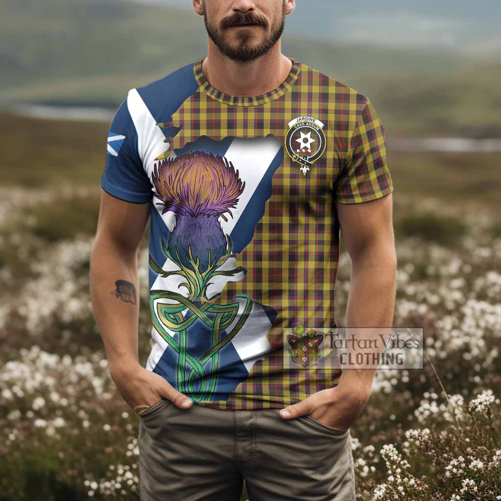 Jardine Tartan Family Crest T-Shirt Scottish Thistle Celtic Inspired - Tartan Vibes Clothing
