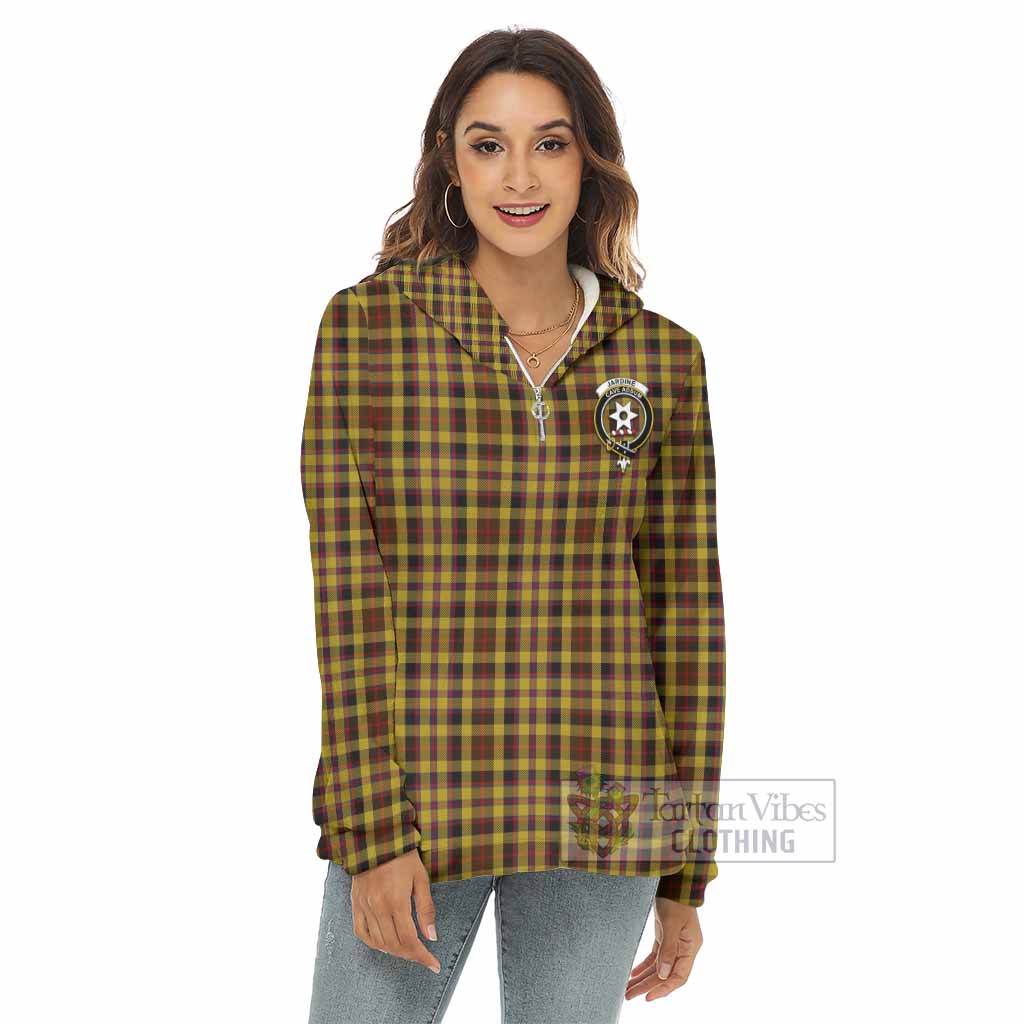 Jardine Tartan Women's Borg Fleece Hoodie with Half Zip with Family Crest - Tartan Vibes Clothing