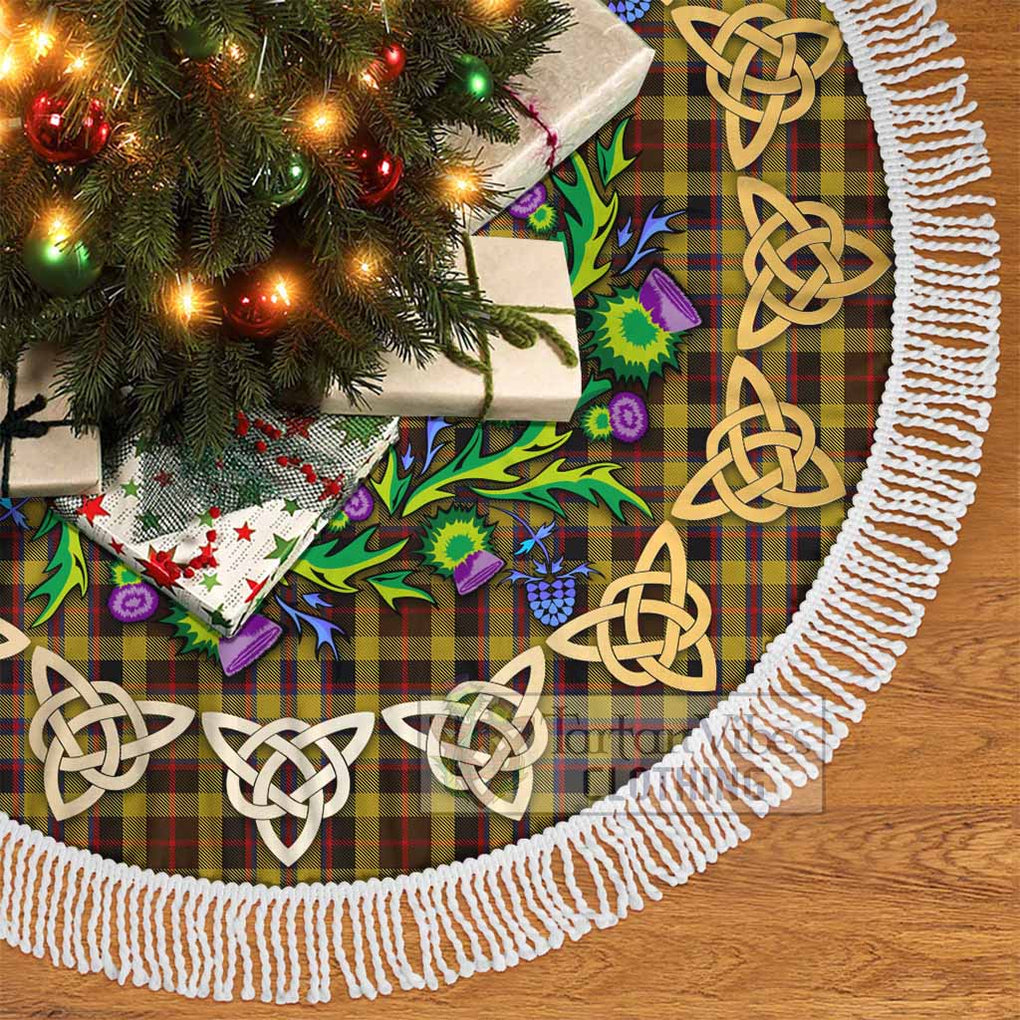 Tartan Vibes Clothing Jardine Tartan Christmas Tree Skirt with Thistle Celtic Knot Style