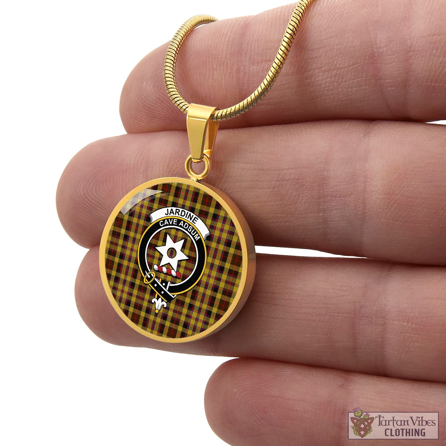 Jardine Tartan Circle Necklace with Family Crest - Tartan Vibes Clothing