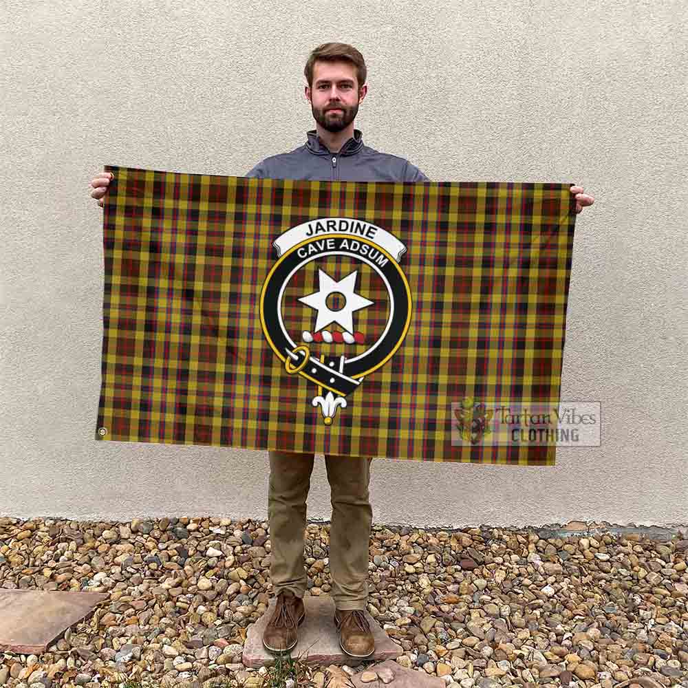 Tartan Vibes Clothing Jardine Tartan House Flag with Family Crest
