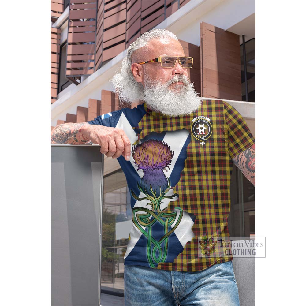 Jardine Tartan Family Crest Cotton T-shirt Scottish Thistle Celtic Inspired - Tartan Vibes Clothing