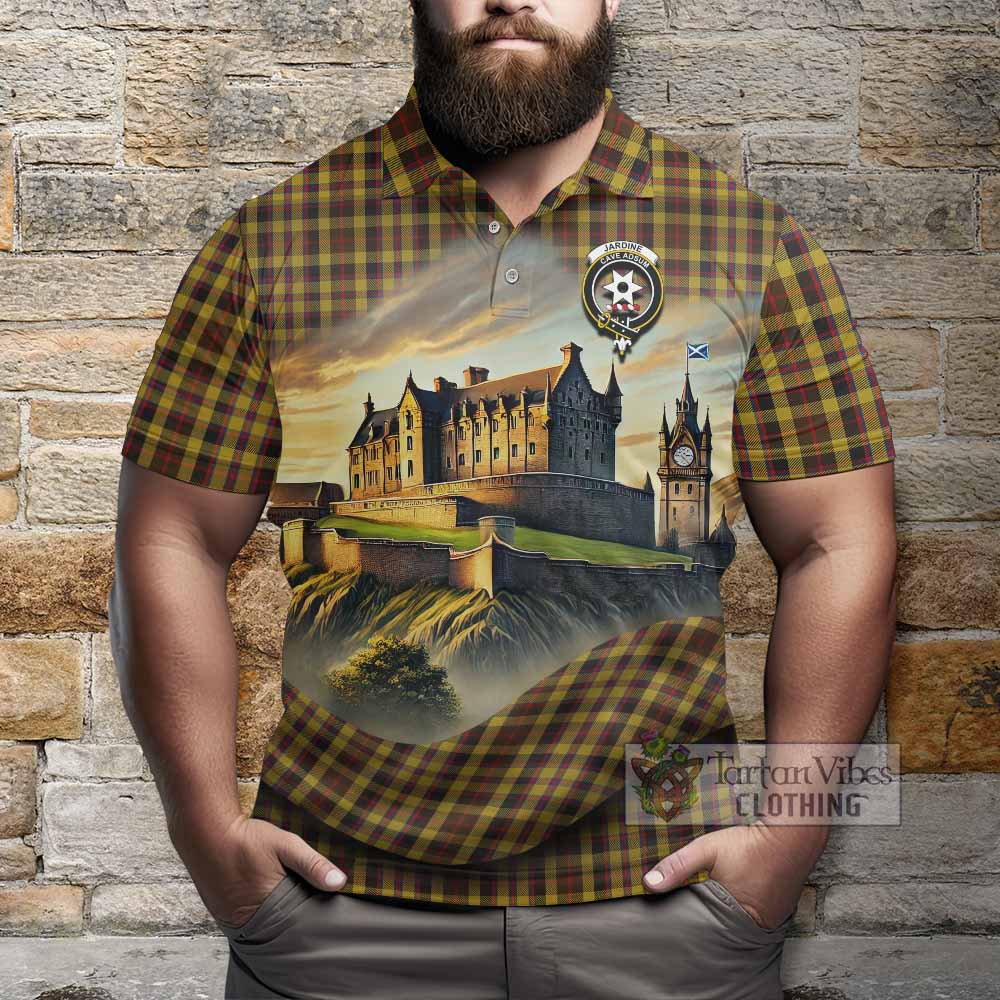 Tartan Vibes Clothing Jardine Tartan Family Crest Polo Shirt with Scottish Ancient Castle Stype