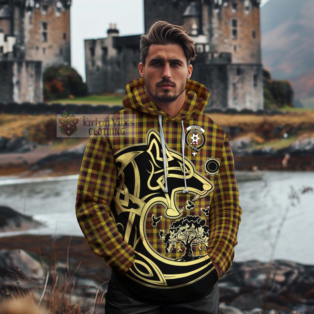 Jardine Tartan Cotton Hoodie with Family Crest Celtic Wolf Style - Tartan Vibes Clothing