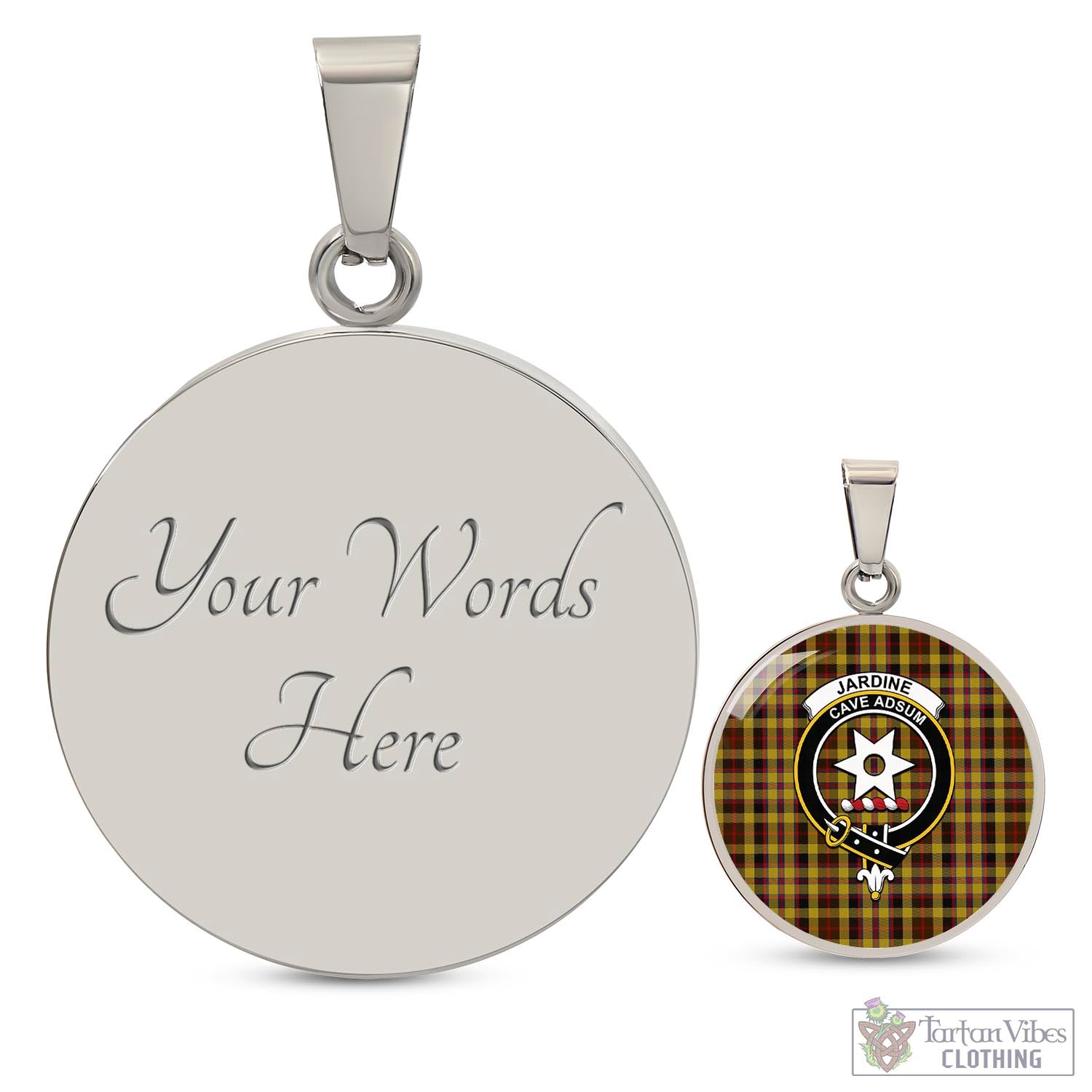 Jardine Tartan Circle Necklace with Family Crest Luxury Necklace (Silver) Yes - Tartan Vibes Clothing