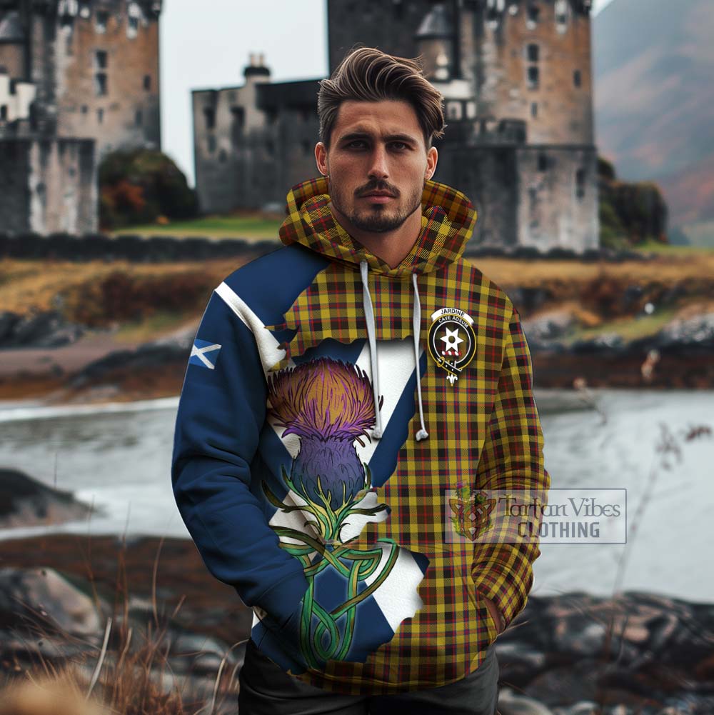 Jardine Tartan Family Crest Cotton Hoodie Scottish Thistle Celtic Inspired - Tartan Vibes Clothing