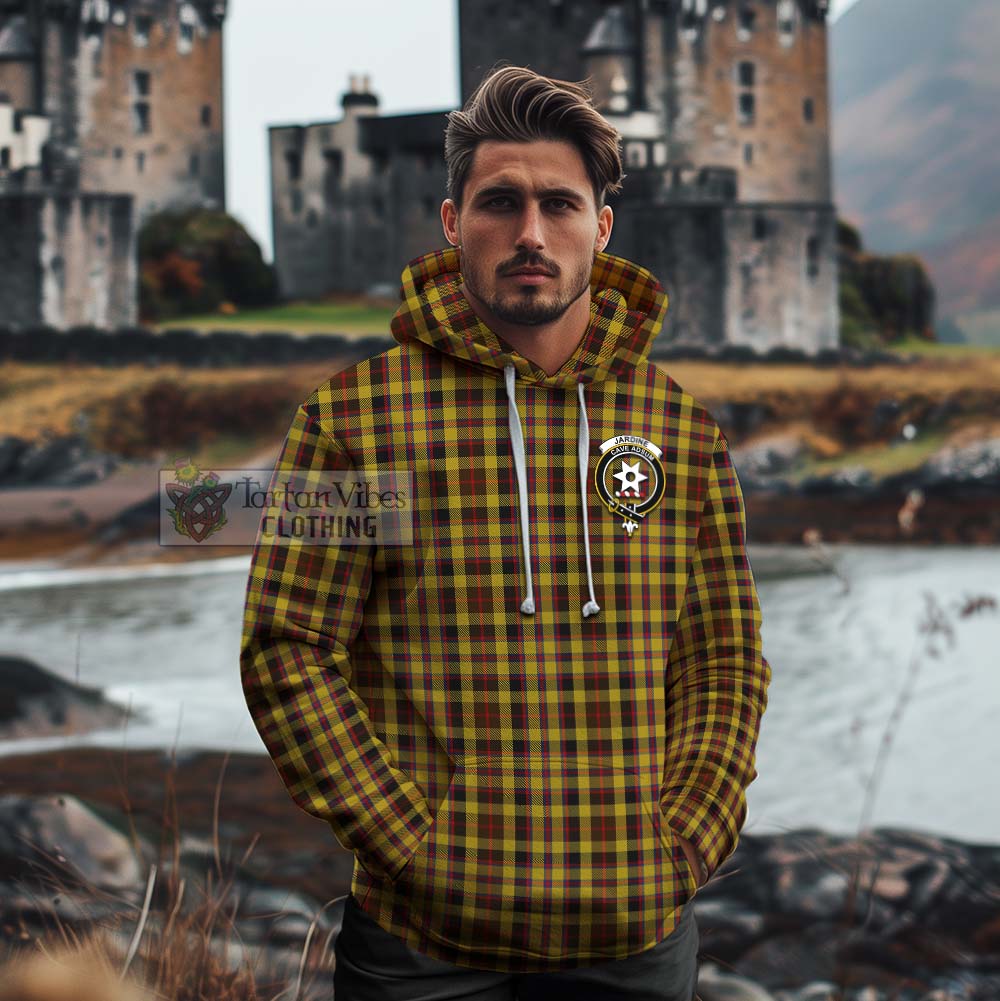 Jardine Tartan Cotton Hoodie with Family Crest Celtic Skull Style - Tartan Vibes Clothing