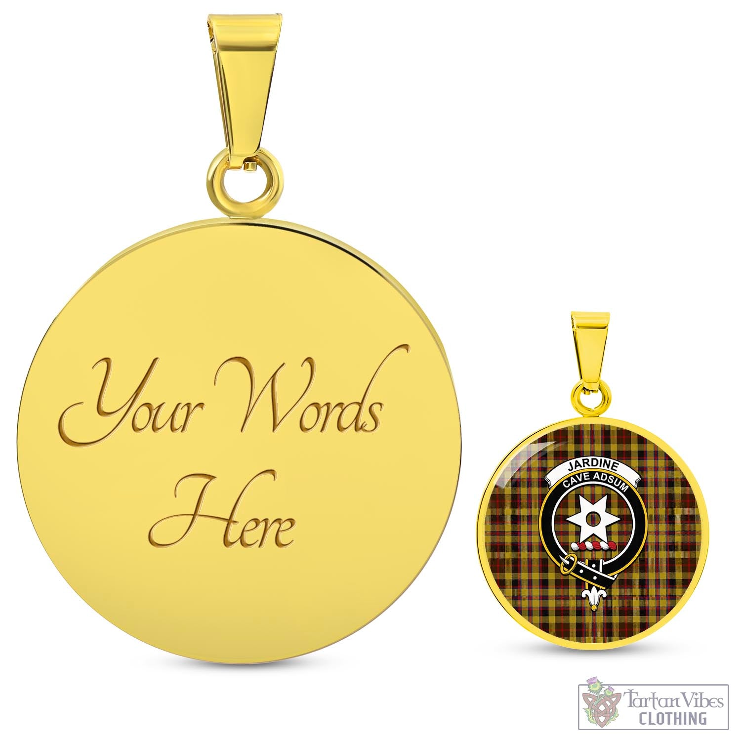 Jardine Tartan Circle Necklace with Family Crest Luxury Necklace (Gold) Yes - Tartan Vibes Clothing