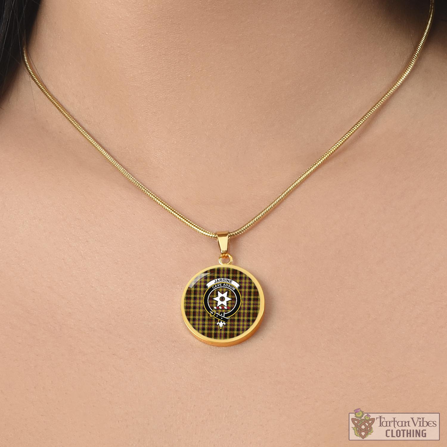 Jardine Tartan Circle Necklace with Family Crest - Tartan Vibes Clothing