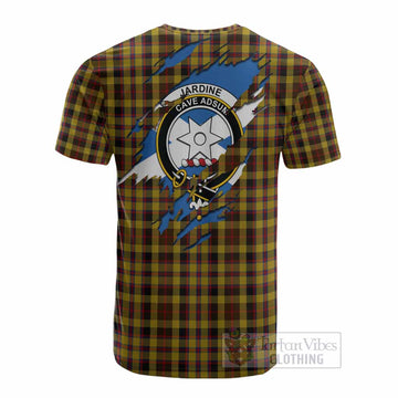 Jardine Clan Crest In Me Tartan Cotton T-shirt Scotland Flag Style