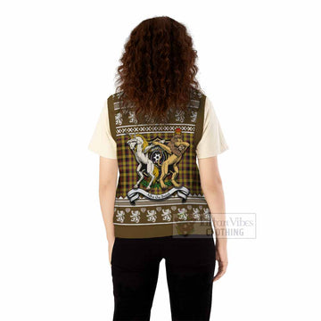Jardine Clan Tartan Crest Christmas Knitted V-Neck Vest Coat of Arms Funny Style