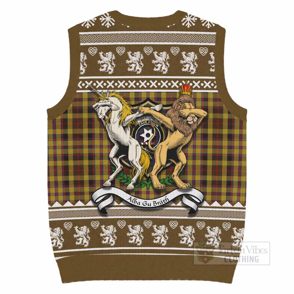Jardine Clan Tartan Crest Christmas Knitted V-Neck Vest Coat of Arms Funny Style - Tartan Vibes Clothing
