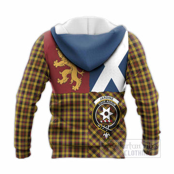 Jardine Crest Tartan Knitted Hoodie with Lion Rampant Saltire Style
