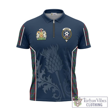 Jardine Dress Tartan Zipper Polo Shirt with Family Crest and Scottish Thistle Vibes Sport Style