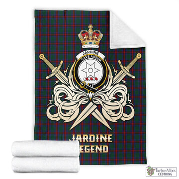 Jardine Dress Tartan Blanket with Clan Crest and the Golden Sword of Courageous Legacy