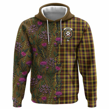 Jardine Family Crest Tartan Hoodie Scottish Thistle Flower Pattern Half Style - Tartan Vibes Clothing