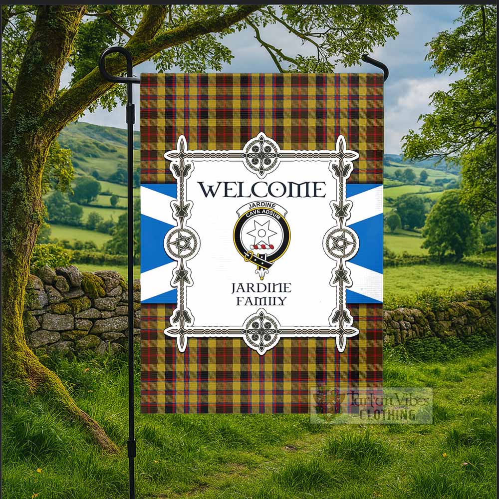 Jardine Family Crest Tartan Welcome Garden Flag Saltire Harmony Style - Tartan Vibes Clothing