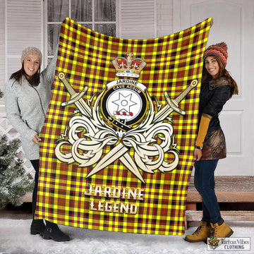 Jardine Modern Tartan Blanket with Clan Crest and the Golden Sword of Courageous Legacy