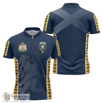 Jardine Modern Tartan Zipper Polo Shirt with Family Crest and Lion Rampant Vibes Sport Style