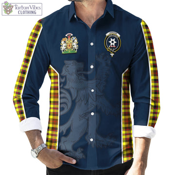 Jardine Modern Tartan Long Sleeve Button Up Shirt with Family Crest and Lion Rampant Vibes Sport Style