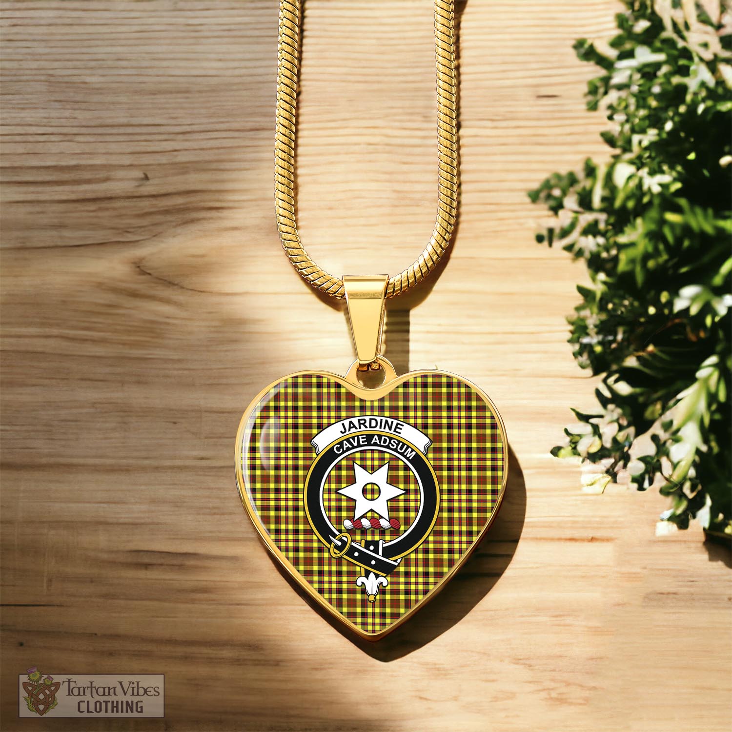 Tartan Vibes Clothing Jardine Modern Tartan Heart Necklace with Family Crest