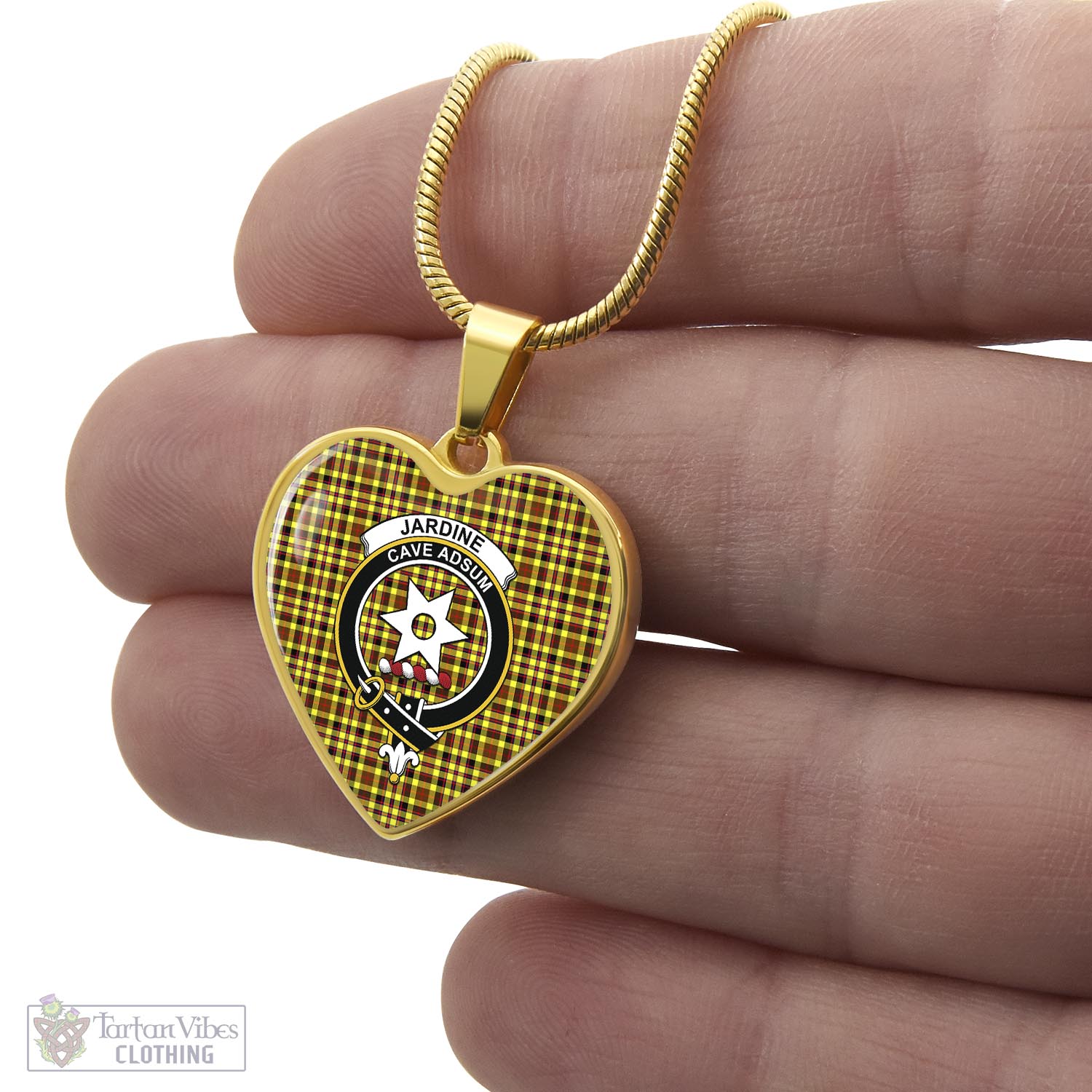 Tartan Vibes Clothing Jardine Modern Tartan Heart Necklace with Family Crest