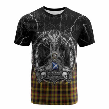 Jardine Tartan Crest Cotton T-shirt Celtic Odin's Raven Legacy