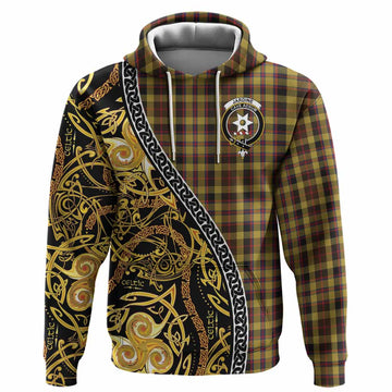Jardine Tartan Crest Hoodie Celtic Knot and Triple Trickle Spiral Symbols