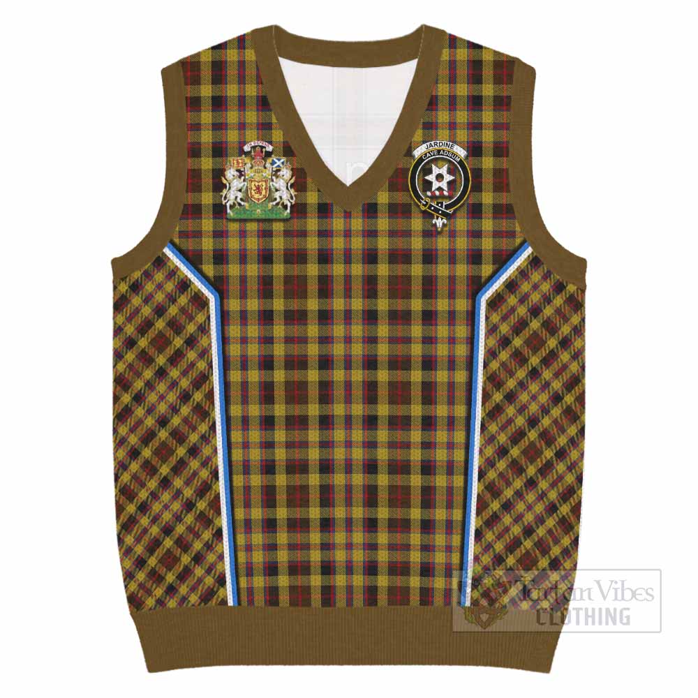 Jardine Tartan Crest Knitted V-Neck Vest Scotland Coat of Arm Flag Style - Tartan Vibes Clothing