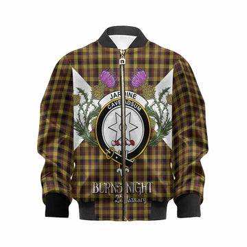 Jardine Tartan Family Crest Kid Bomber Jacket Scottish Burns Night Thistle Floral