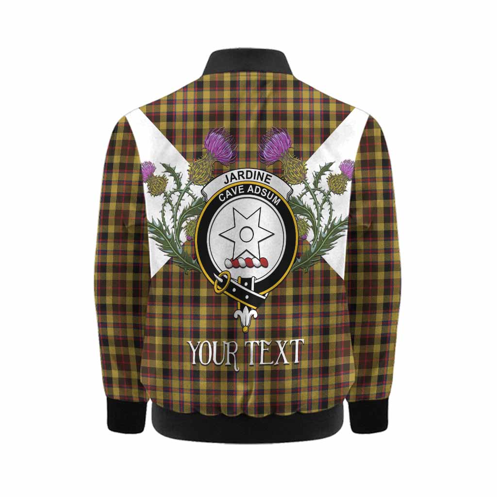 Jardine Tartan Family Crest Kid Bomber Jacket Scottish Burns Night Thistle Floral