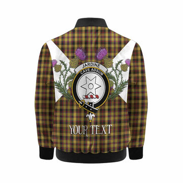 Jardine Tartan Family Crest Kid Bomber Jacket Scottish Burns Night Thistle Floral
