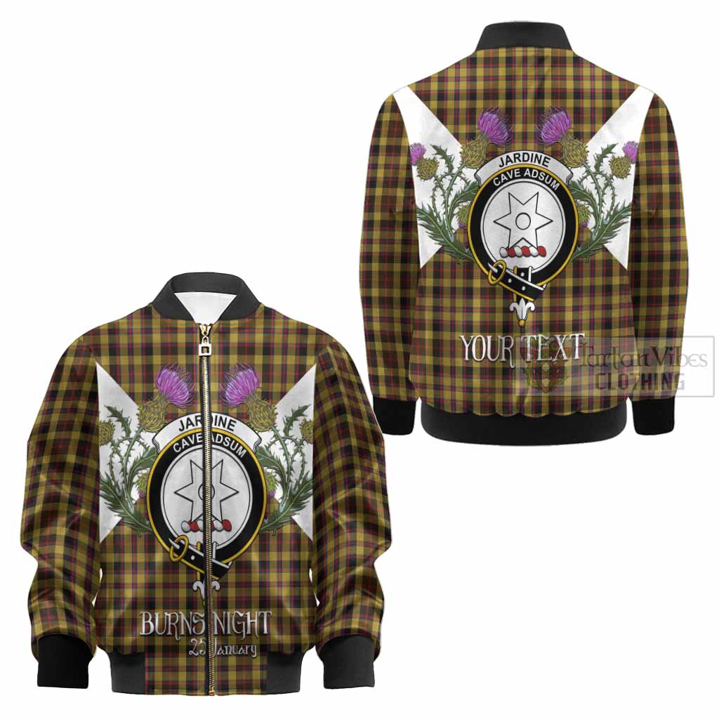 Jardine Tartan Family Crest Kid Bomber Jacket Scottish Burns Night Thistle Floral