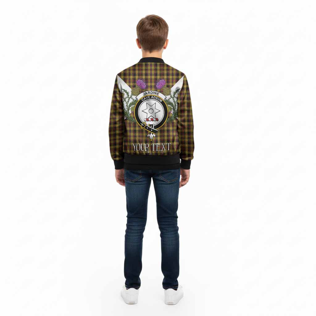 Jardine Tartan Family Crest Kid Bomber Jacket Scottish Burns Night Thistle Floral