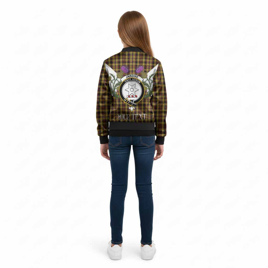 Jardine Tartan Family Crest Kid Bomber Jacket Scottish Burns Night Thistle Floral