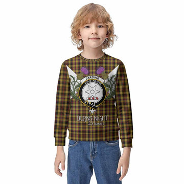 Jardine Tartan Family Crest Kid Knitted Sweatshirt Scottish Burns Night Thistle Floral