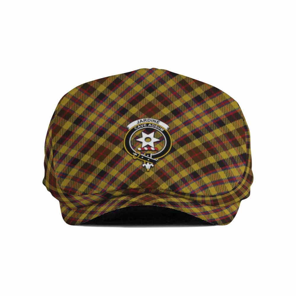 Jardine Tartan Flat Cap, Jeff Cap Cross Style with Family Crest - Tartan Vibes Clothing