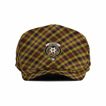 Jardine Tartan Flat Cap, Jeff Cap Cross Style with Family Crest