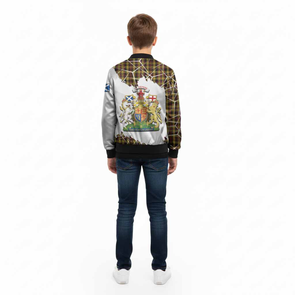Jardine Tartan Kid Bomber Jacket with Family Crest and Lion Rampant Grunge Style