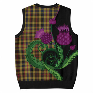 Jardine Tartan Knitted V-Neck Vest Traditional Scottish Thistle