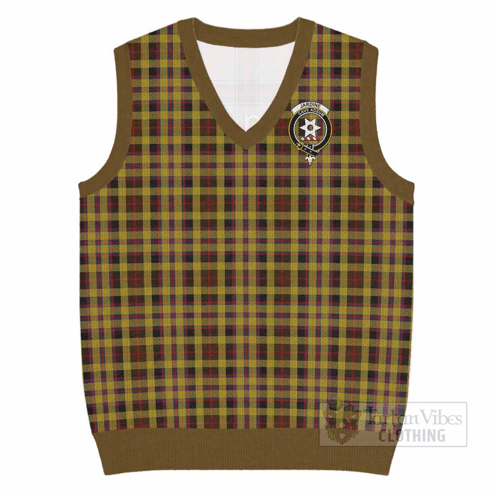 Jardine Tartan Knitted V-Neck Vest with Family Crest - Tartan Vibes Clothing