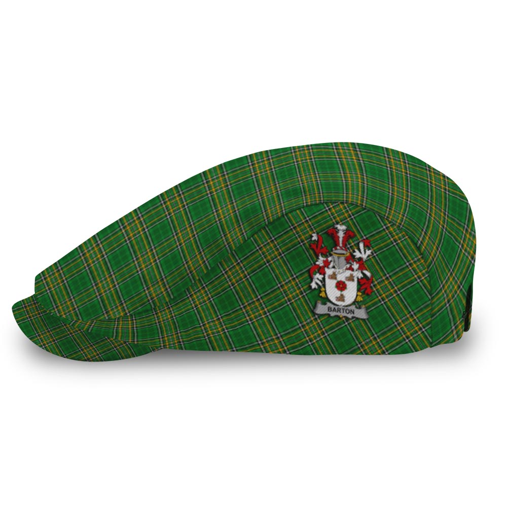 (Customer's Request) Barton Irish Clan Tartan Jeff Cap, Tartan Flat Cap with Coat of Arm Jeff Hat - Tartan Vibes Clothing