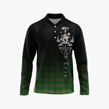 Jeffreys Irish Clan Long Sleeve Polo Shirt with Coat of Arms Erin Go Bragh Celtic Inspired Unisex - Tartan Vibes Clothing