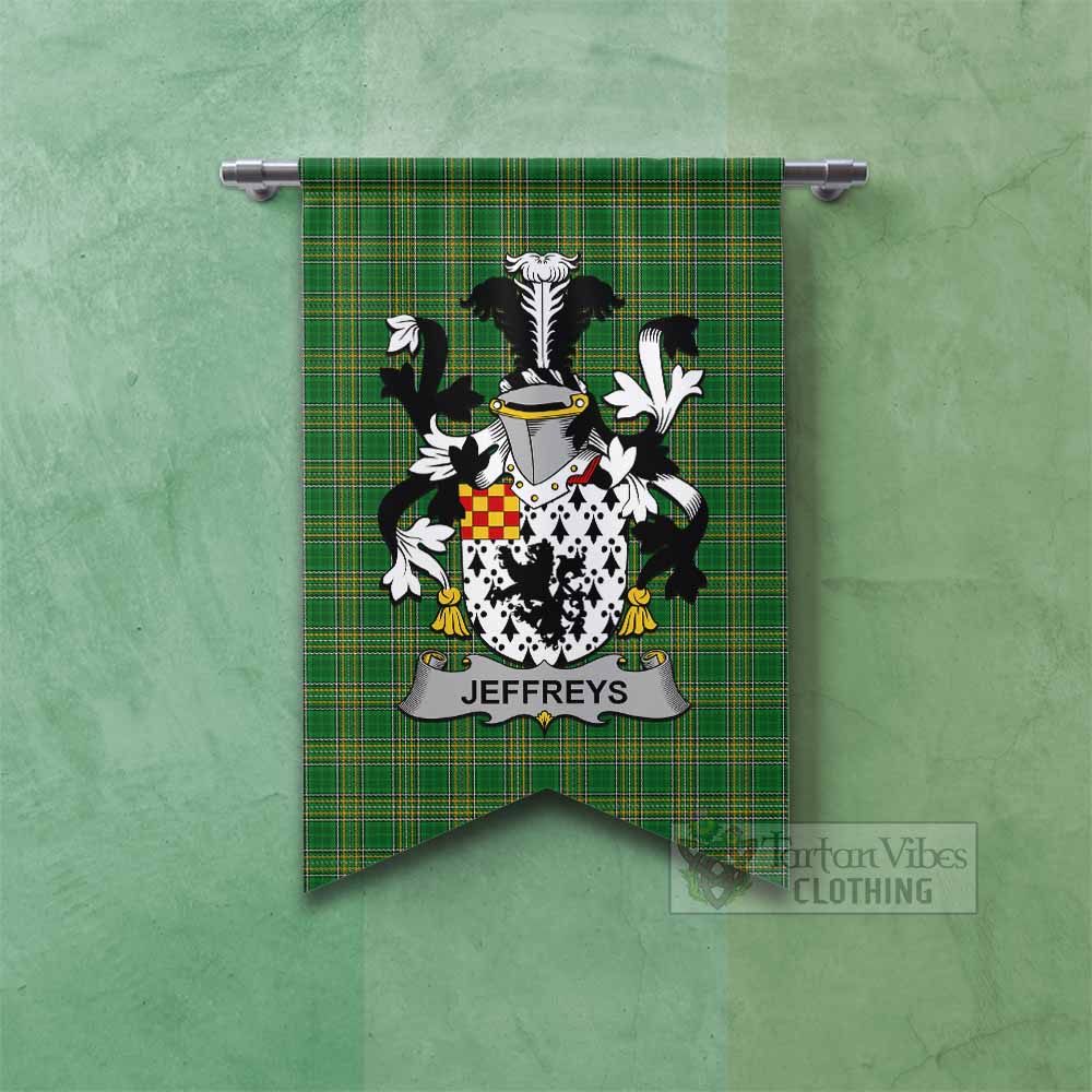 Jeffreys Irish Clan Tartan Gonfalon, Tartan Banner with Coat of Arms Fishtail - Tartan Vibes Clothing